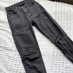 American Eagle Distressed Black Ripped Hi-Rise Jeans • Size 00